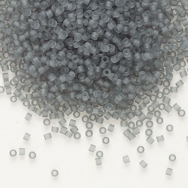 Seed bead, Delica®, glass, pkg/7.5g, #11 round, translucent matte grey (DB-0749). image number 0