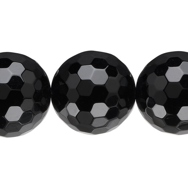 Black onyx 1pkg1, faceted round bead 15.5-16 inch 20mm image number 0