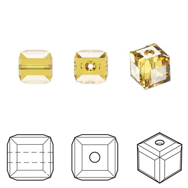 Bead 96pk light topaz, Swarovski® 8mm cube 5601 image number 0