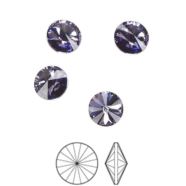 Chaton 8pk tanzanite foil back, Preciosa MAXIMA Czech crystal rhinestone 8.16-8.41mm rivoli SS39 image number 0