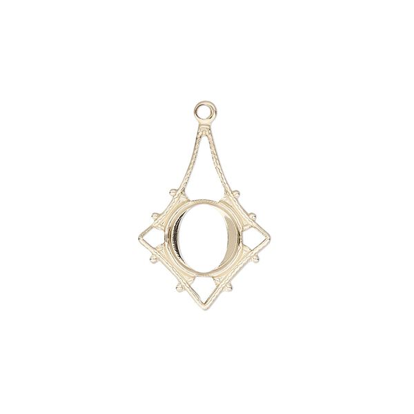 Drop, glue-in, 14Kt gold-filled, 19.5x14mm kite with 7mm round setting and open back. Sold individually. image number 0