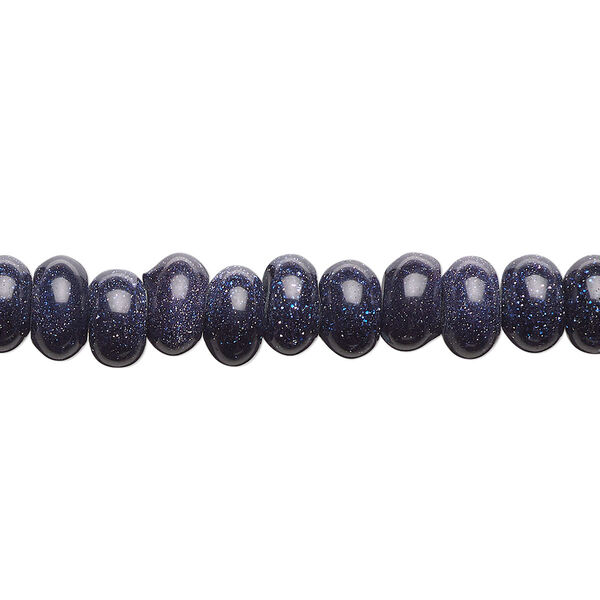 Bead, blue goldstone (glass) (man-made), 8x5mm rondelle. Sold per 15-1/2" to 16" strand. image number 0