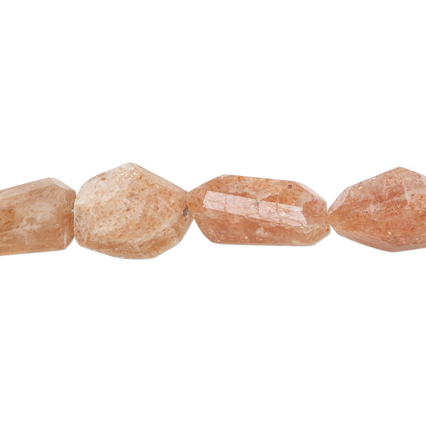 Sunstone 1pkg1, hand-cut faceted nugget bead natural 8 inch graduated mini to medium image number 0