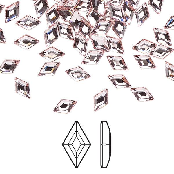 Flat back 288pk light rose foil back, Swarovski® 6.6x3.9mm diamond 2773 image number 0