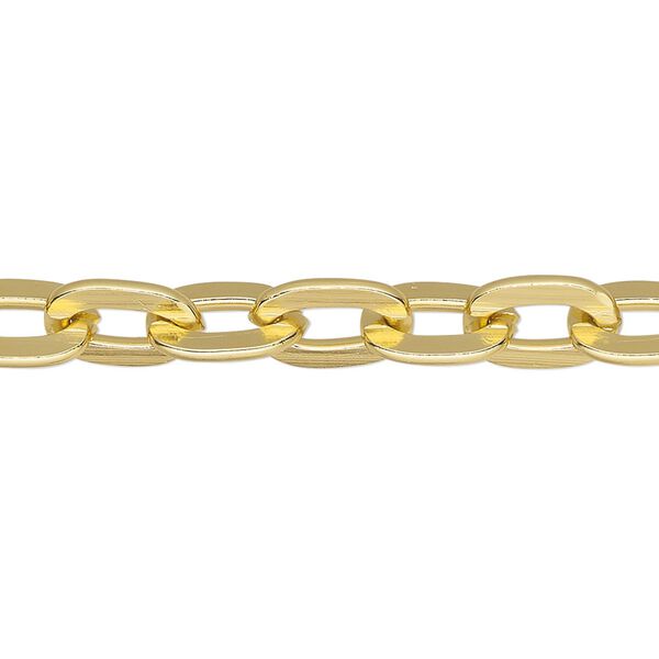 Chain, anodized aluminum, gold, 7.5mm flat cable. Sold per pkg of 25 feet. image number 0