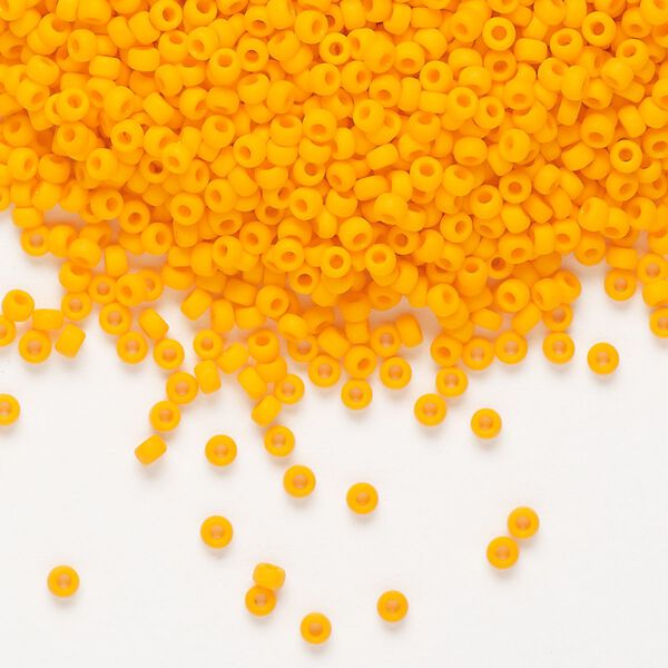 Seed bead, Miyuki, glass, pkg/25g, #11 rocaille, opaque matte mandarin orange (RR-405F). image number 0