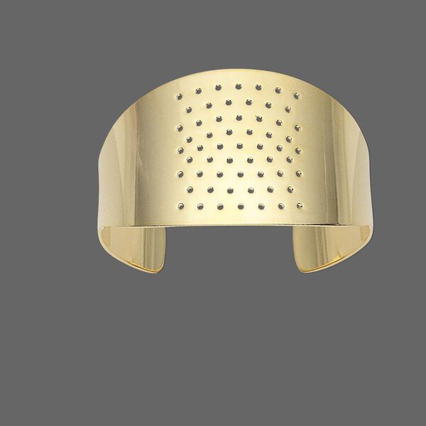 Bracelet component, cuff, gold-plated brass, 1-1/2 inches wide with 59 holes, adjustable from 7-1/2 to 8 inches. Sold individually. image number 0