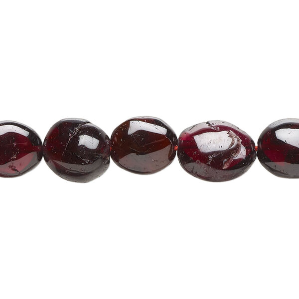 Garnet 1pkg1, hand-cut puffed oval bead 13 inch 8x7mm-12x10mm image number 0