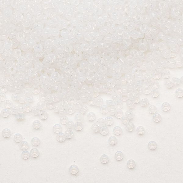 Seed bead, Miyuki, glass, pkg/25g, #11 rocaille, translucent opal (RR-550). image number 0