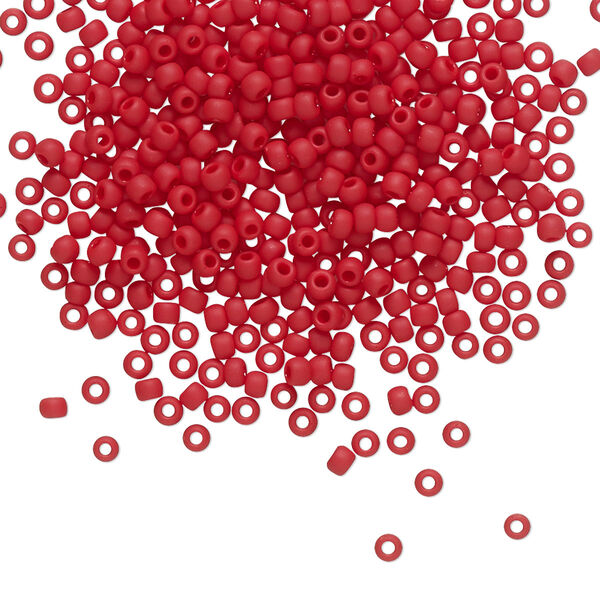 Seed bead, TOHO BEADS®, glass, pkg/50g, #11 round, opaque frosted pepper red (TR-11-45F). image number 0