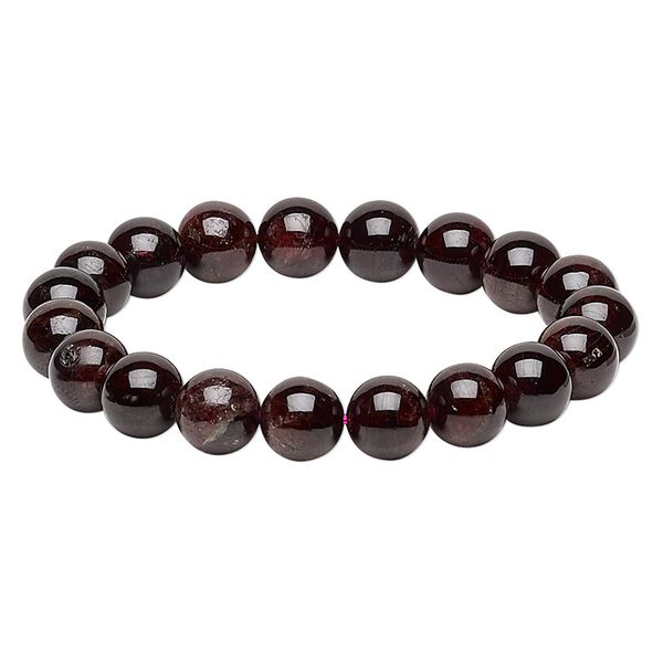 Garnet 1pkg1, round stretch bracelet 6 inch 9-10mm image number 0