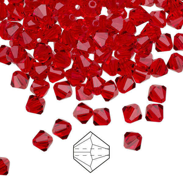 Bead 24pk light Siam, Preciosa Czech crystal 5mm bicone image number 0