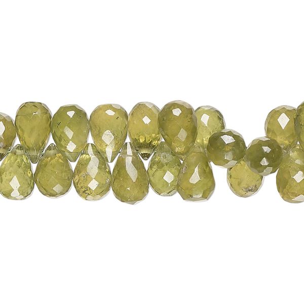Vesuvianite 1pkg1, hand-cut top-drilled faceted teardrop bead natural 8 inch 7x5mm-9x7mm image number 0