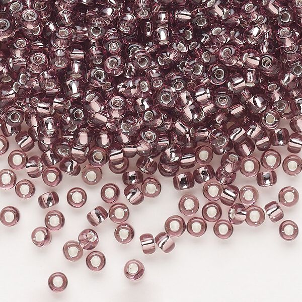 Seed bead, Dyna-Mites™, glass, silver-lined translucent lilac, #8 round. Sold per 40-gram pkg. image number 0
