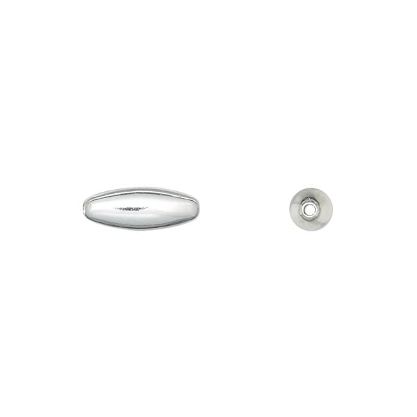 Bead, silver-plated brass, 12x4.5mm oval. Sold per pkg of 100. image number 0
