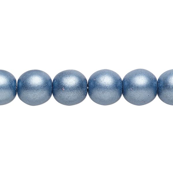 Bead, Czech glass druk, opaque satin blue, 10mm round. Sold per 15-1/2" to 16" strand. image number 0