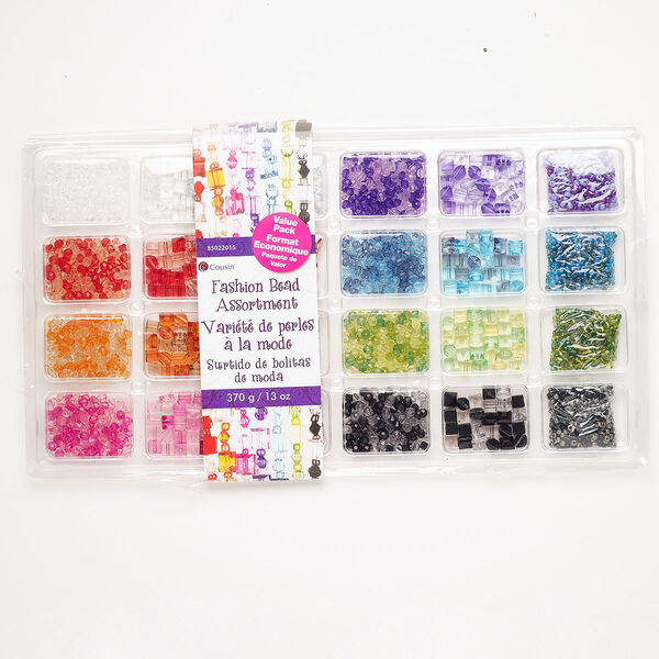 Bead mix, acrylic, pkg/370g, 4-8mm mixed shapes, opaque to transparent mixed colors. image number 0