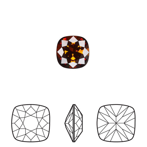 Fancy stone 144pk smoked amber foil back, Swarovski® 10mm square 4470 image number 0