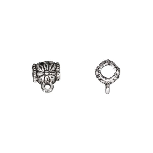 Bead, antique silver-plated "pewter" (zinc-based alloy), 8x7mm barrel with loop. Sold per pkg of 50. image number 0