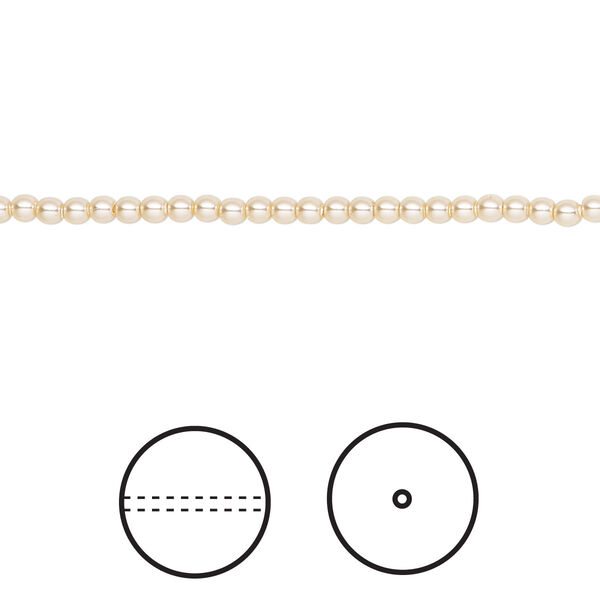 Pearl 1000pk light gold, Swarovski® 2mm round 5810 image number 0