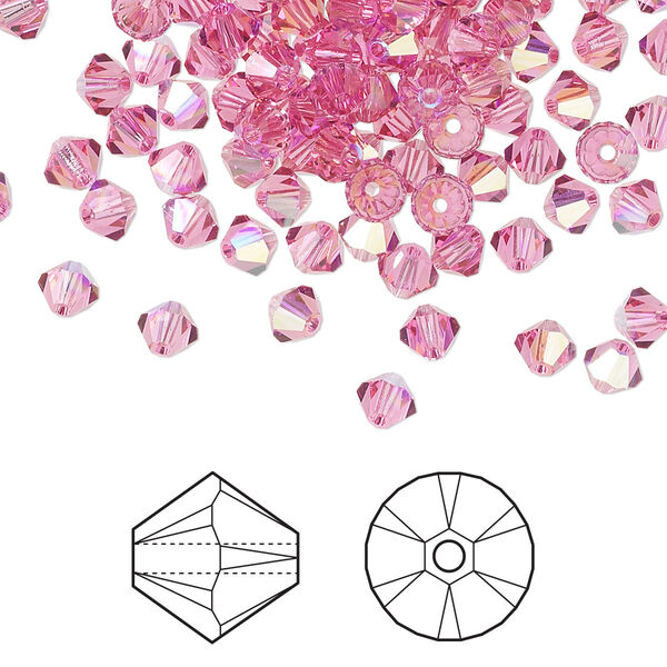 Bead 1440pk rose AB, Swarovski® 4mm XILION bicone 5328 image number 0