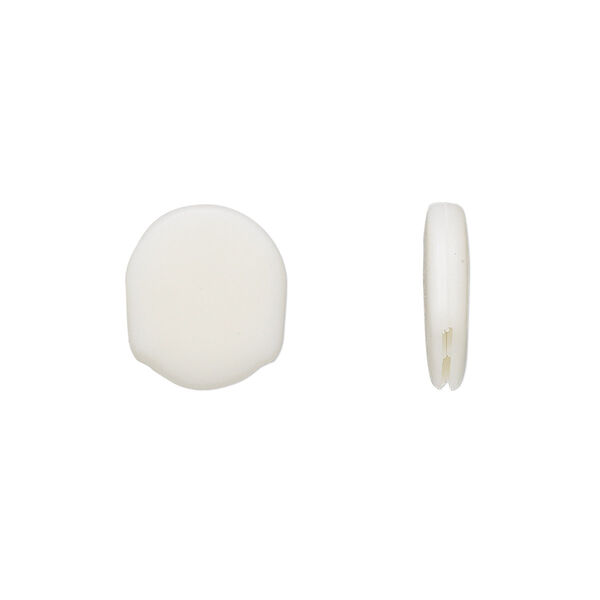Comfort pad, clip-slip, soft plastic, white, 13.5x12mm. Sold per pkg of 100. image number 0