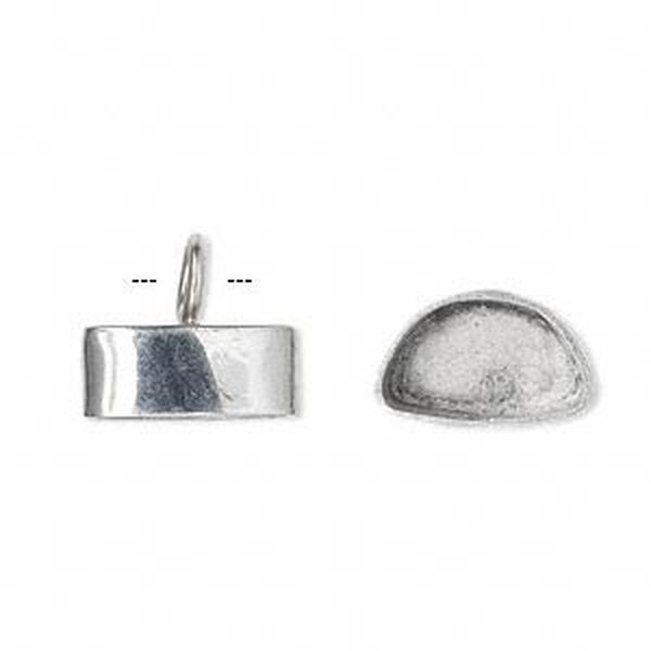 Drop, antiqued sterling silver, 14x9mm half-round, 12x7mm inside diameter. Sold individually. image number 0