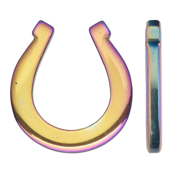 Hemalyke™ 1pkg1, electroplated double-sided horseshoe focal 40.5x35.5mm image number 0
