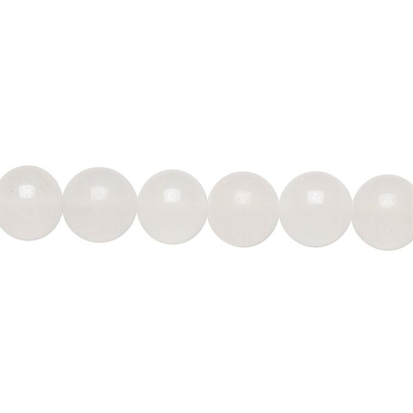 Bead, vintage Japanese glass, translucent white, 7-8mm round. Sold per 22-inch strand. image number 0