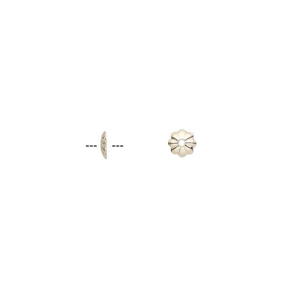 Bead cap, 14Kt gold-filled, 4x1mm flower, fits 4-6mm bead. Sold per pkg of 5. image number 0