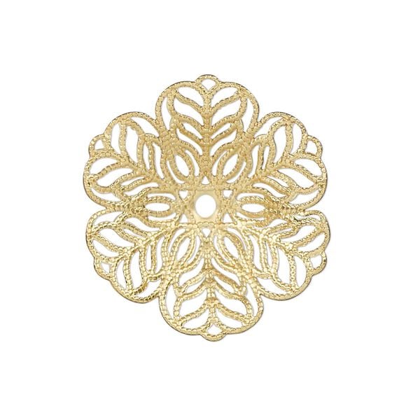 Component, gold-finished steel, 27x26mm single-sided flower. Sold per pkg of 10. image number 0