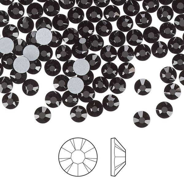 Flat back 1440pk jet foil back, Preciosa MAXIMA Czech crystal rhinestone 3.8-4mm chaton rose round SS16 image number 0