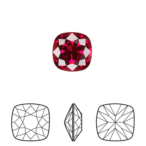 Fancy stone 1pk scarlet foil back, Crystal Passions® 12mm cushion 4470 image number 0