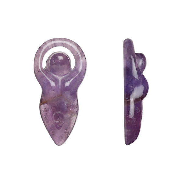 Amethyst 1pkg1, hand-cut undrilled goddess component natural 24x12mm-26x13mm image number 0