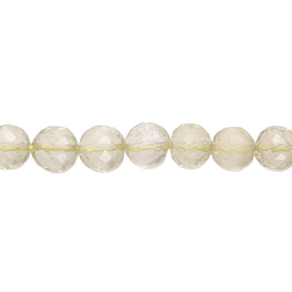 Lemon quartz 1pkg1, hand-cut micro-faceted round bead 8 inch 6-7mm image number 0