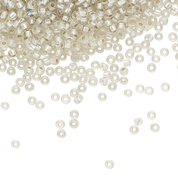 Seed bead, TOHO BEADS®, glass, pkg/250g, #11 round, translucent silver-lined frosted crystal clear (TR-11-21F). image number 0
