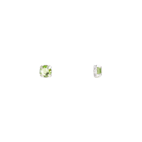 Bead 24pk rose montees peridot silver plate, Preciosa Czech crystal 3-3.2mm round SS12 image number 0