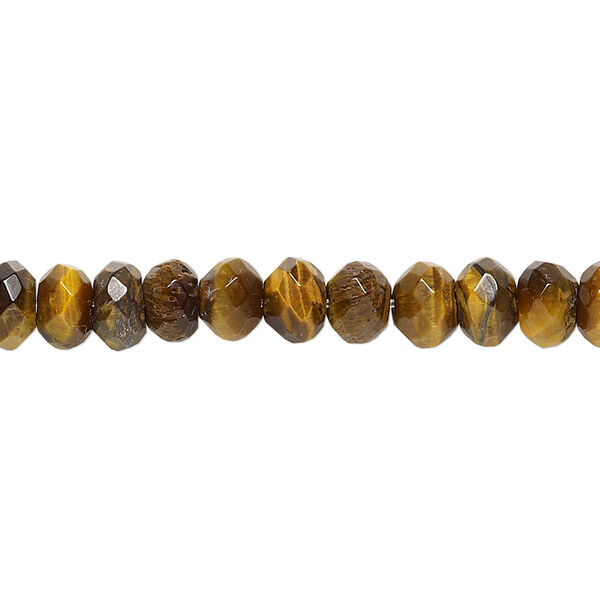 Tigereye 1pkg1, faceted rondelle bead natural 15.5-16 inch 6x4mm image number 0