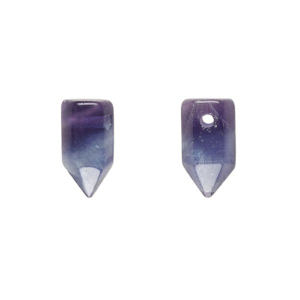 Rainbow fluorite 1pkg2, hand-cut top-drilled point bead natural 11x5mm-13x6mm image number 0