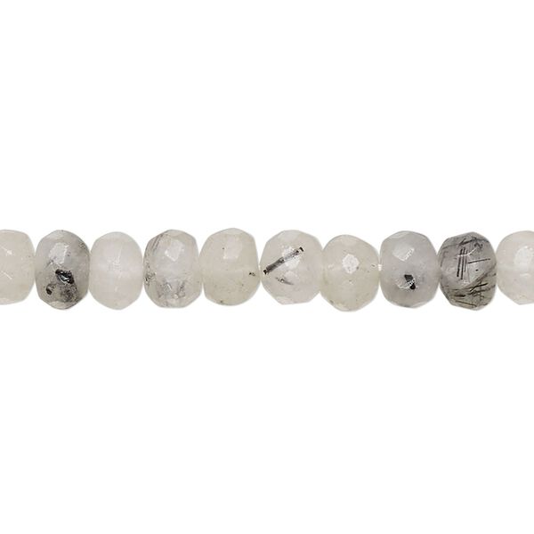 Tourmalinated quartz 1pkg1, hand-cut faceted rondelle bead natural 14 inch 5x3mm-6x5mm image number 0