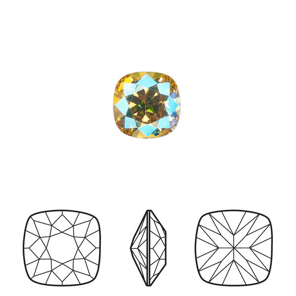 Fancy stone 2pk light topaz shimmer foil back, Crystal Passions® 10mm cushion 4470 image number 0