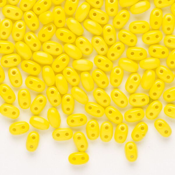 Seed bead, Preciosa Twin™ Pressed Twin Czech glass, pkg/200, 5x2.5mm oval, opaque yellow, (15312). image number 0