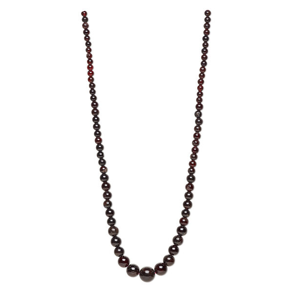 Bead, garnet (dyed), red, 4-11mm graduated round, C- grade, Mohs hardness 7 to 7-1/2. Sold per 15-inch strand. image number 0