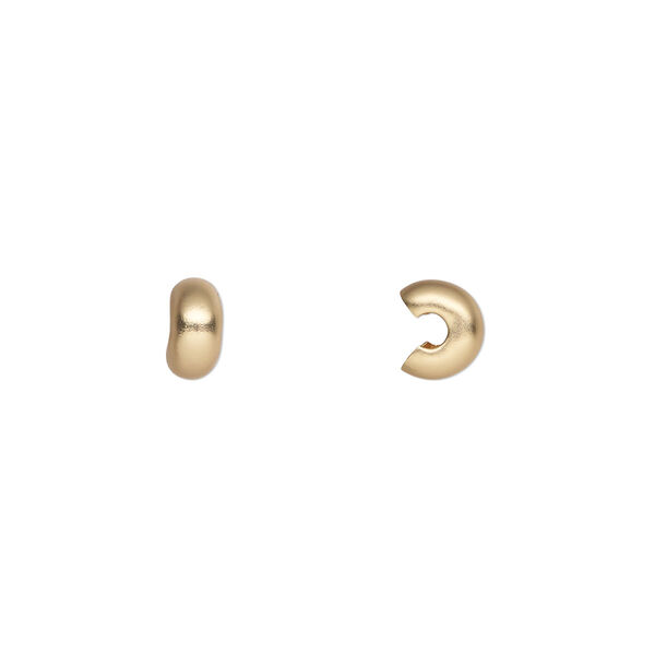 Crimp cover, gold-plated brass with satin finish, 5mm round. Sold per pkg of 10. image number 0