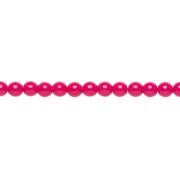 Bead, Czech dipped décor glass druk, opaque fuchsia, 4mm round. Sold per 15-1/2" to 16" strand. image number 0