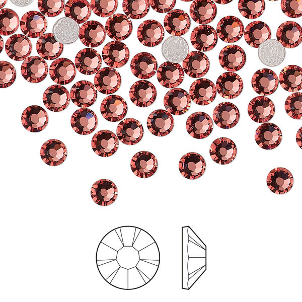 Flat back 144pk rose peach foil back, Preciosa MAXIMA Czech crystal hotfix rhinestone 3.8-4mm chaton rose round SS16 image number 0