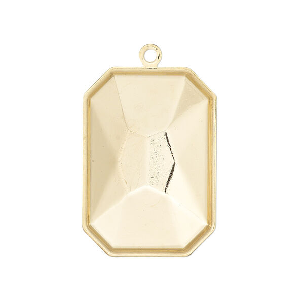 Drop, Almost Instant Jewelry®, gold-plated brass, 29x21mm rectangle with 27x18.5mm emerald-cut setting. Sold per pkg of 2. image number 0