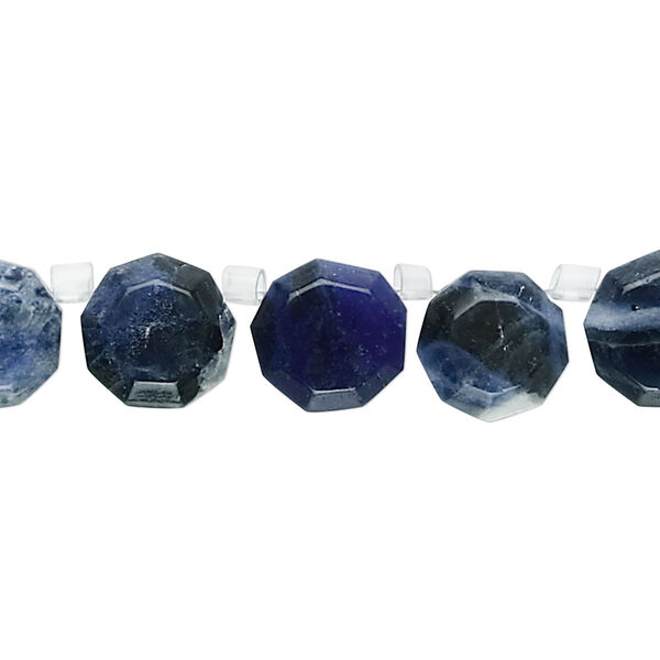 Sodalite 1pkg1, top-drilled faceted flat round bead natural 15.5-16 inch 10mm image number 0