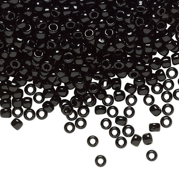 Seed bead, TOHO BEADS®, glass, pkg/7.5g, #8 round, opaque jet (TR-08-49). image number 0