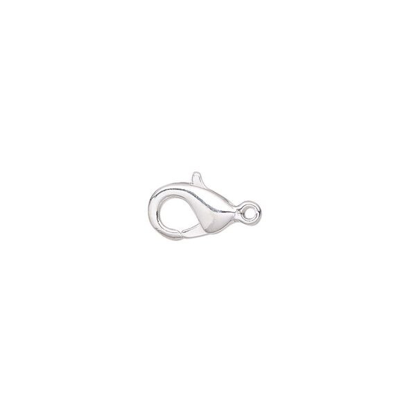 Clasp, lobster claw, silver-plated "pewter" (zinc-based alloy), 10x6mm. Sold per pkg of 100. image number 0